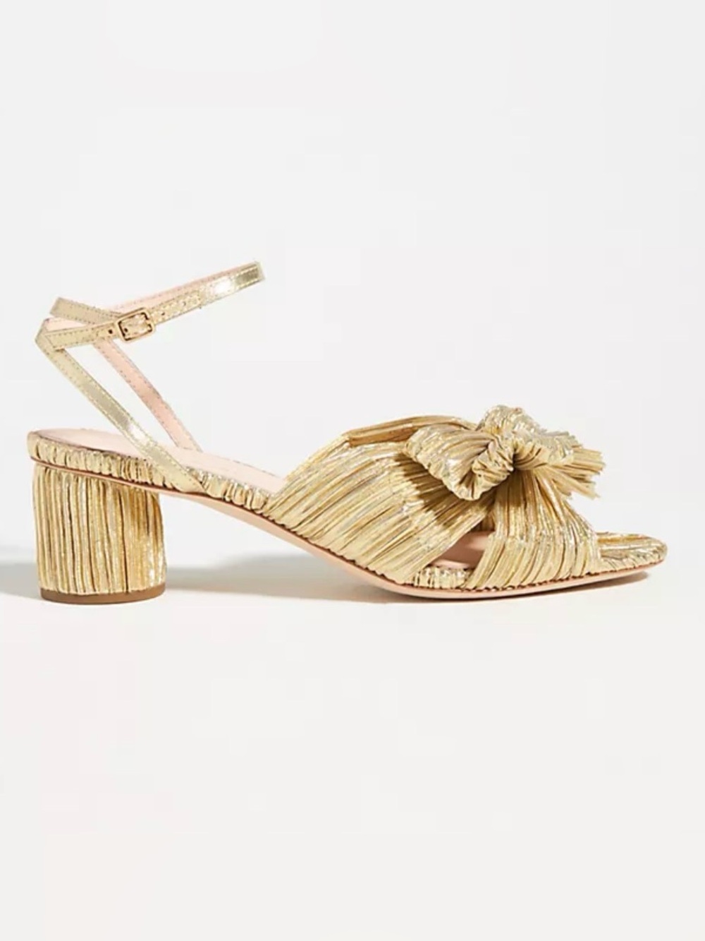 Loeffler Randall Dahlia Heeled Sandals gold bow with a strap 5.5